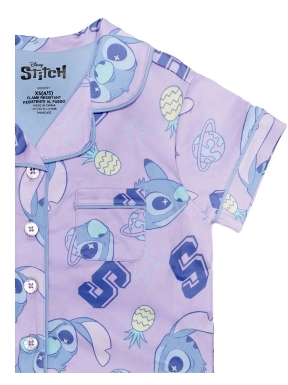Disney Purple Stitch Short-Sleeve Cotton Pajama Set